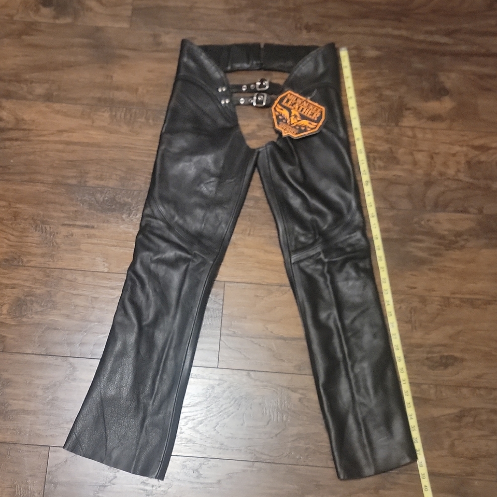 Black Leather Motorcycle Chaps NWT